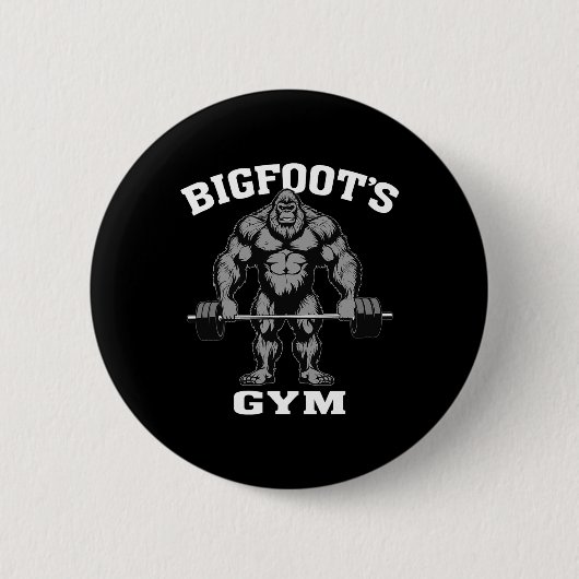 Bigfoot Fitnessstudio Lustiger Sasquatch Bodybuild Button (Vorderseite)