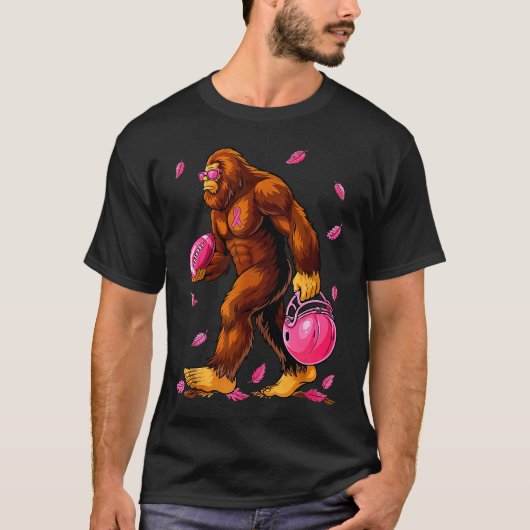 Bigfoot Football Nk Ribbon Breast Cancer Awareness T-Shirt (Vorderseite)