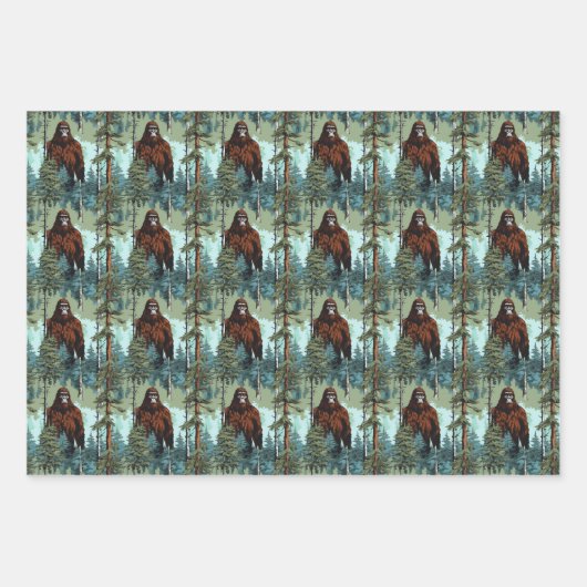 Bigfoot Forest Stare Down Beängstigend Geschenkpapier Set (Vorderseite 2)