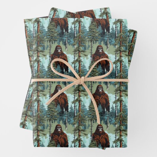 Bigfoot Forest Stare Down Beängstigend Geschenkpapier Set (Beispiel)