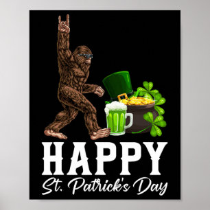 Bigfoot Frohe St. Patrick's Day Shirt Lustig Grün Poster