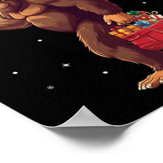 Bigfoot Frohe Weihnachtsbaum Lichter Sasquatch Xma Poster (Ecke)
