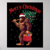 Bigfoot Frohe Weihnachtsbaum Lichter Sasquatch Xma Poster (Vorne)