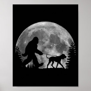 Bigfoot führt einen Hund lustige Coonhound Liebhab Poster