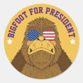 Bigfoot für Präsident Funny Sasquatch Runder Aufkleber (Vorderseite)