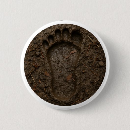 Bigfoot-Fußabdruck im Schlamm Button (Vorderseite)