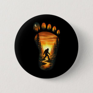 Bigfoot-Fußabdruck Sasquatch Wald Sonnenuntergang  Button