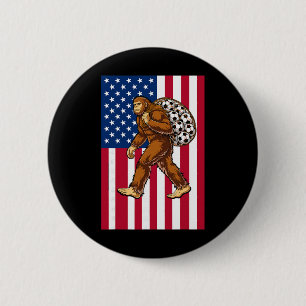 Bigfoot Fußball USA-Flagge Lustiger Patriotischer Button