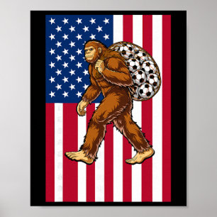Bigfoot Fußball USA-Flagge Lustiger Patriotischer  Poster