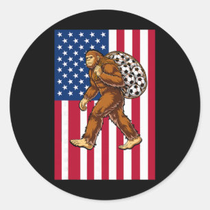 Bigfoot Fußball USA-Flagge Lustiger Patriotischer  Runder Aufkleber