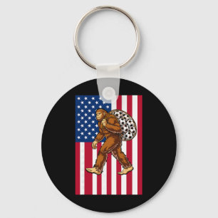 Bigfoot Fußball USA-Flagge Lustiger Patriotischer Schlüsselanhänger