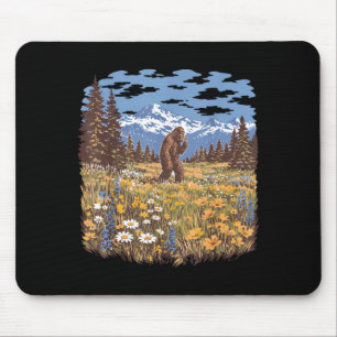 Bigfoot-Gänseblümchen-Blume vintage Sasquatch-Wald Mousepad