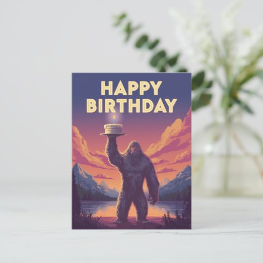 BigFoot Geburtstag Kryptozoologie Kunst Postkarte (Stehend Vorderseite)