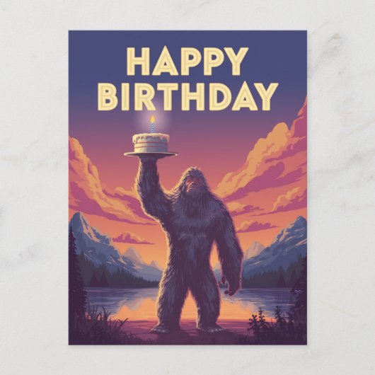 BigFoot Geburtstag Kryptozoologie Kunst Postkarte (Vorderseite)