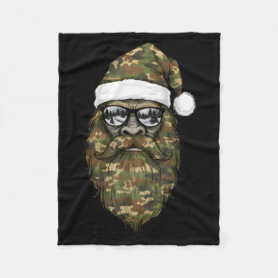 Bigfoot-Gesicht-Sonnenbrille-Santa-Weihnachten-Tar Fleecedecke