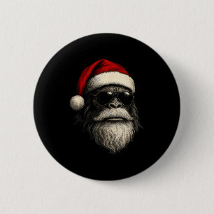 Bigfoot Gesicht Sonnenbrille Weihnachtsmann Weihna Button
