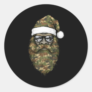 Bigfoot-Gesicht-Sonnenbrille Weihnachtsmann Weihna Runder Aufkleber