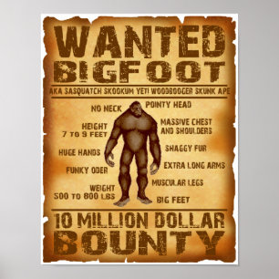 Bigfoot Gewollt Poster 10 Millionen Dollar Schuld