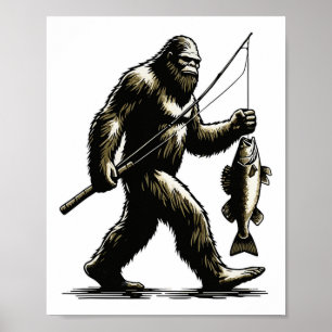 Bigfoot Glasaugenbarsch Jagd Angler Sasquatch Glas Poster