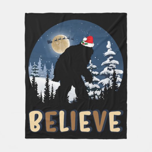 Bigfoot glauben an Weihnachten Funny Sasquatch Wei Fleecedecke (Vorderseite)