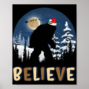 Bigfoot glauben an Weihnachten Funny Sasquatch Wei Poster