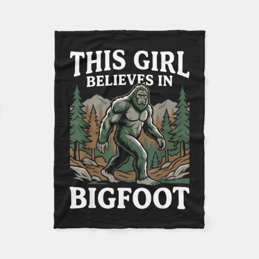 Bigfoot-Gläubiger Mädchen Sasquatch-Wald-Kryptid f Fleecedecke (Vorderseite)