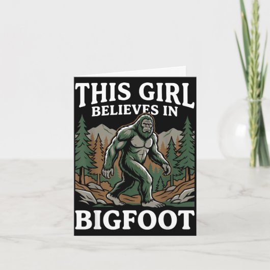 Bigfoot-Gläubiger Mädchen Sasquatch Wald Kryptid f Karte (Vorderseite)