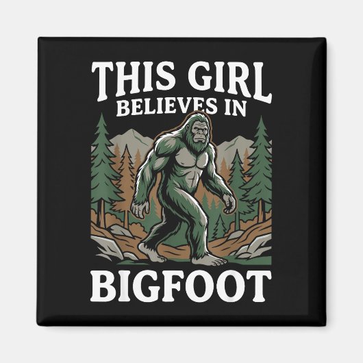 Bigfoot-Gläubiger Mädchen Sasquatch Wald Kryptid f Magnet (Vorne)