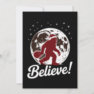 Bigfoot Glaubt Weihnachten Santa Hut Mond Sasquatc Einladung