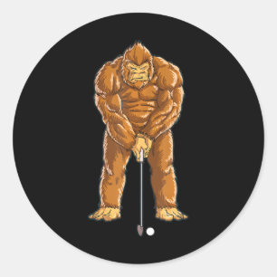 Bigfoot Golf Club und Ball Sports Funny Sasquatsch Runder Aufkleber