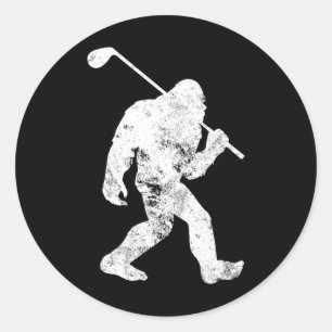 Bigfoot Golf Golfer Vintag Sasquatch Funny Men Runder Aufkleber