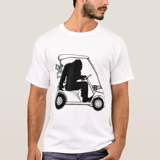 Bigfoot Golf Sasquatch Driving Golf Cart Apparel T-Shirt (Vorderseite)