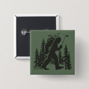 Bigfoot Golfer Baum Lustiger Sasquatch Golf Golfen Button