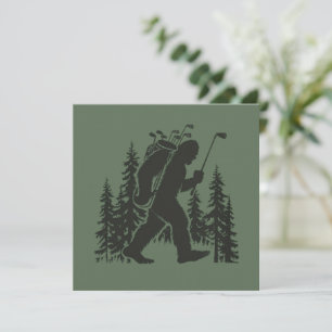 Bigfoot Golfer Baum Lustiger Sasquatch Golf Golfen Einladung