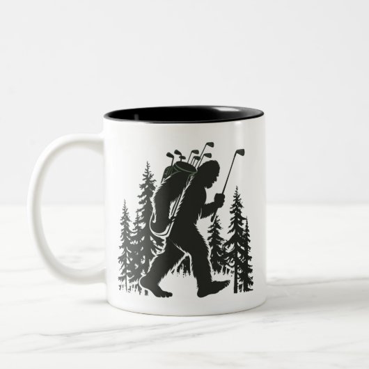 Bigfoot Golfer Tree Funny Sasquatch Golfing Golf Zweifarbige Tasse (Links)