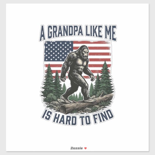 Bigfoot Grandpa Vintage American Flag Shirt Design Aufkleber (Blatt)
