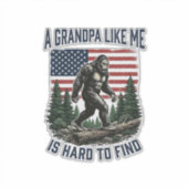 Bigfoot Grandpa Vintage American Flag Shirt Design Aufkleber (Vorderseite)