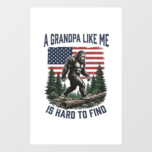 Bigfoot Grandpa Vintage American Flag Shirt Design Fensteraufkleber (Blatt)