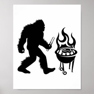 Bigfoot Grillen Grill Sasquatch Byrbecue Poster
