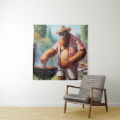 Bigfoot Grilling Burgers Wandteppich (Beispiel)