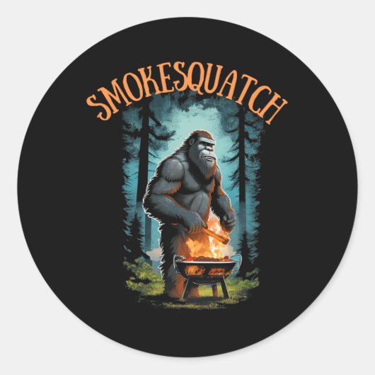 Bigfoot Grilling Sasquatch Pitmaster Grill Grillen Runder Aufkleber (Vorderseite)