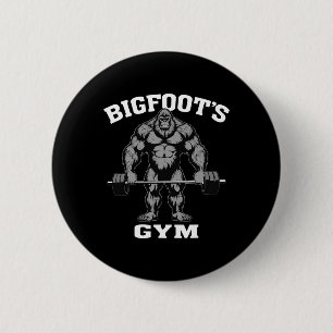 Bigfoot Gym Funny Sasquatch Bodybuilding Weightlif Button