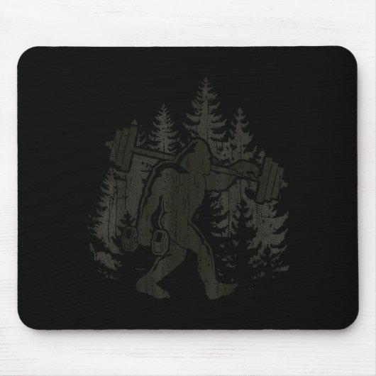 Bigfoot Gym Workout Fitness Forest Men Women Mousepad (Vorne)