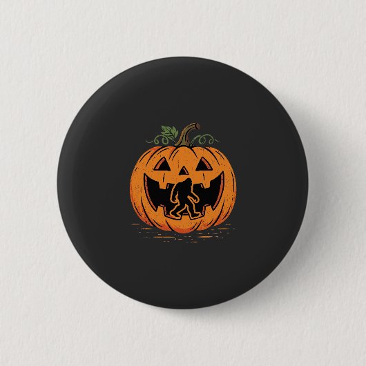 Bigfoot Halloween-Kürbis-Silhouette Design_1 Button (Vorderseite)