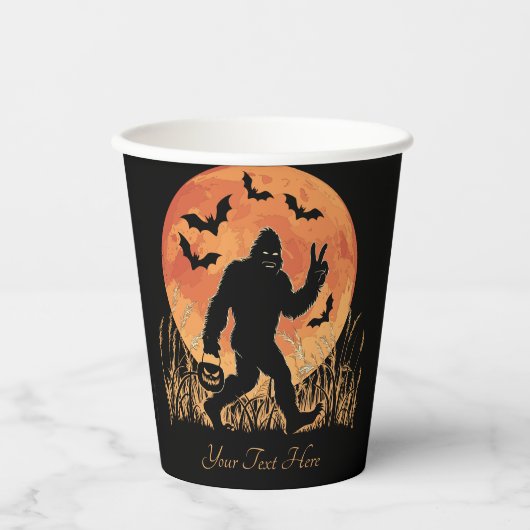 Bigfoot Halloween Orange und Black Personalizable Pappbecher (Vorderseite)