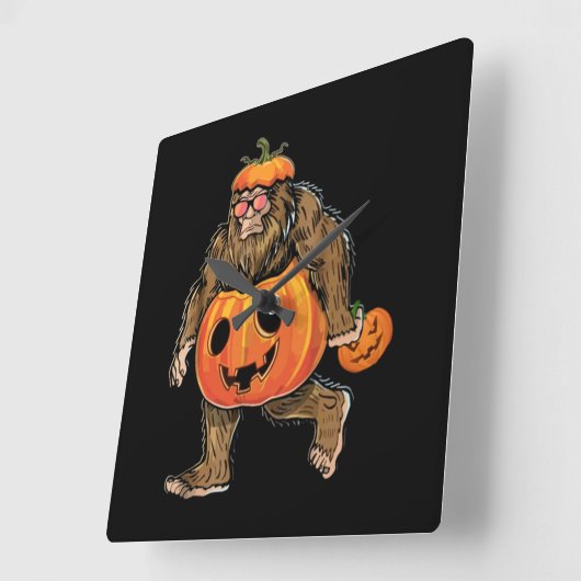 Bigfoot Halloween Pumphalloween Quadratische Wanduhr (Winkel)