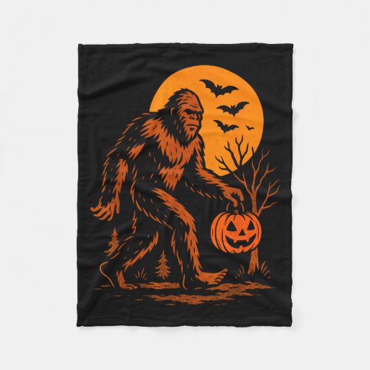 Bigfoot Halloween Sasquatch Jack O Lantern Fleecedecke (Vorderseite)