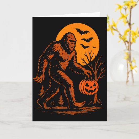 Bigfoot Halloween Sasquatch Jack O Lantern Karte (Gelbe Blume)