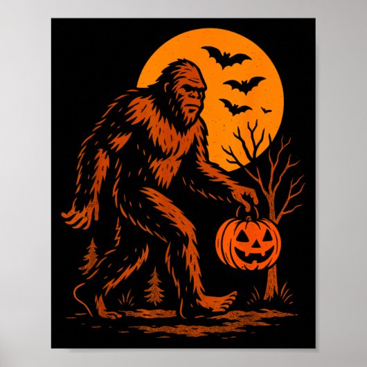 Bigfoot Halloween Sasquatch Jack O Lantern Poster (Vorne)
