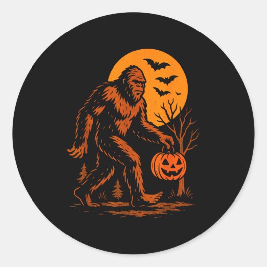 Bigfoot Halloween Sasquatch Jack O Lantern Runder Aufkleber (Vorderseite)